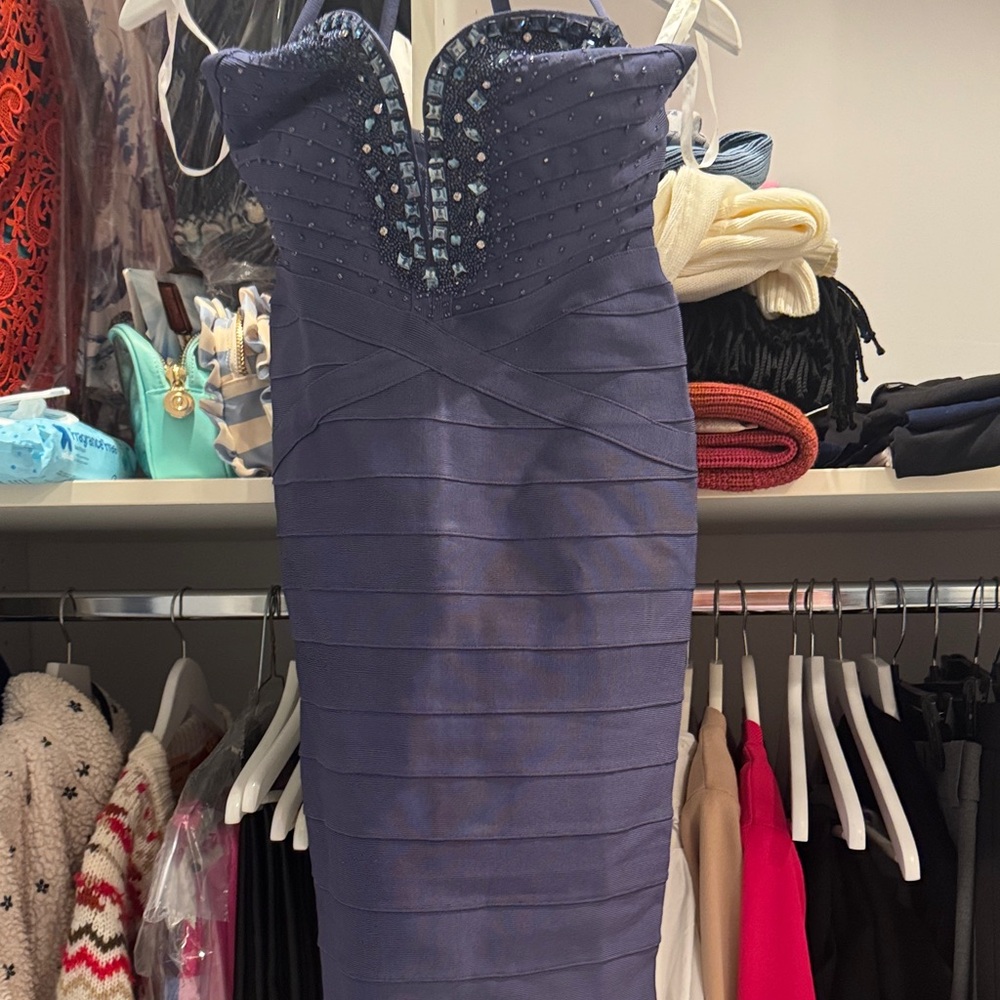 Elegant blue Beaded Dress